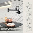 thumbnail image 3 of WOWOW Pot Filler Faucet Matte Black,Modern Pot Filler Wall Mount Kitchen Folding Faucet 2 Handle with Double Joint Swing Arms Brass Stove Faucet, 3 of 5