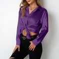 thumbnail image 5 of Women's Long Sleeve Satin Silk Blouses Casual Lapel Collar Button Down Shirt 2026 Business Work Dressy Shirts, 5 of 6