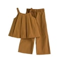 thumbnail image 4 of Virmaxy Solid Color Square Neck Tank Top and Cropped Wide Leg Pants Two Piece Summer Outfit for Casual Elegant Style, for 3-8 Years, 4 of 8