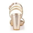 thumbnail image 3 of BLISSFUL STEP Women's Open Toe Slingback Chunky Heel Ankle Strap Sandals Rose Gold 8.5, 3 of 7