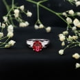 thumbnail image 3 of Rosec Jewels Oval Shape Lab Grown Ruby Solitaire Ring with Diamond (8X10 MM, AAAA Grade), 10K White Gold, US 7.50, 3 of 9