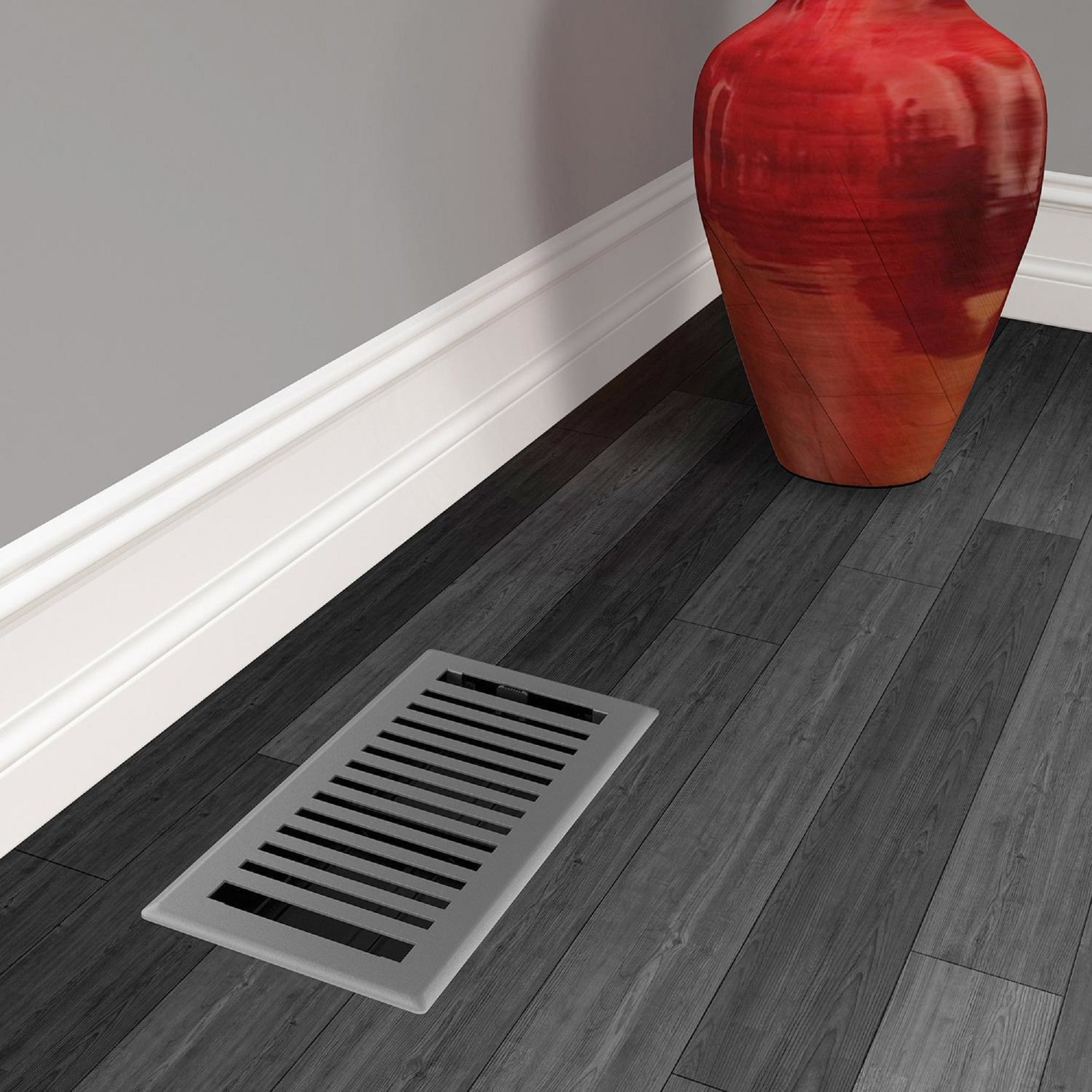 4in x 10in Montezuma Style Grey Granite Metal Heating and Cooling Air Floor Register (2 PACK) - Overall 5 1/4" x 11 1/4"