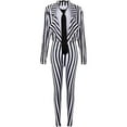 Adult Scary Halloween Costumes Black and White Striped Suit Horror