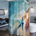 thumbnail image 3 of Ocean Waves Shower Curtains for Bathroom, Beach Shells Starfish Washable Fabric Shower Curtain with Hooks Waterproof Bathroom Decor Sets, 72 x 96 Inches, 3 of 9