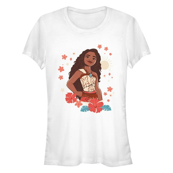 Junior's Moana 2 Floral Portrait Graphic T-Shirt