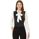 thumbnail image 1 of Blusa a cuadros de Manga Larga con cuello de Pajarita para Mujer Allegra K Negro XS, 1 of 5