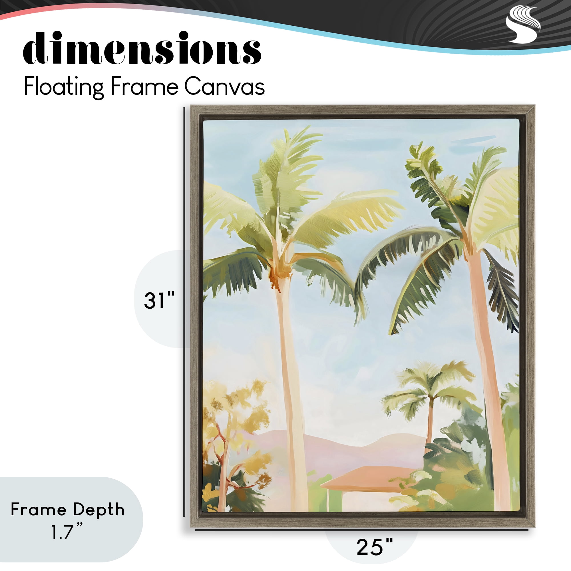 Stupell Industries Rising Above Tropical Palms Brown Framed Floater Canvas Wall Art, design by The Prints Vibe