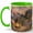 Green, variant on Garden Lantern Coffee Mug, Watercolor Evening Floral Path with Candle Light, 11 oz Ceramic Cup