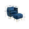thumbnail image 7 of Accent Chair with Storage Ottoman, Velvet Tufted Upholstered Armchair Set with Thicken Cushions & Barrel Back &  Metal Legs, Single Sofa Char for Living Room Bedroom Apartment, Navy, 7 of 7