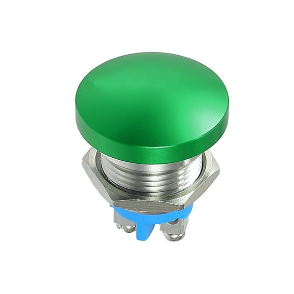 16 mm Momentary Push Button Switch Metal Head Round Start Button AC/DC 12V-250V Green