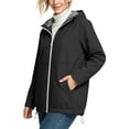 thumbnail image 5 of Women's Waterproof Rain Jacket Women's Solid Color Jacket And Winter Fashion Casual Striped Lining Waterproof Hem Drawstring Hooded Drawstring Jacket, 5 of 9