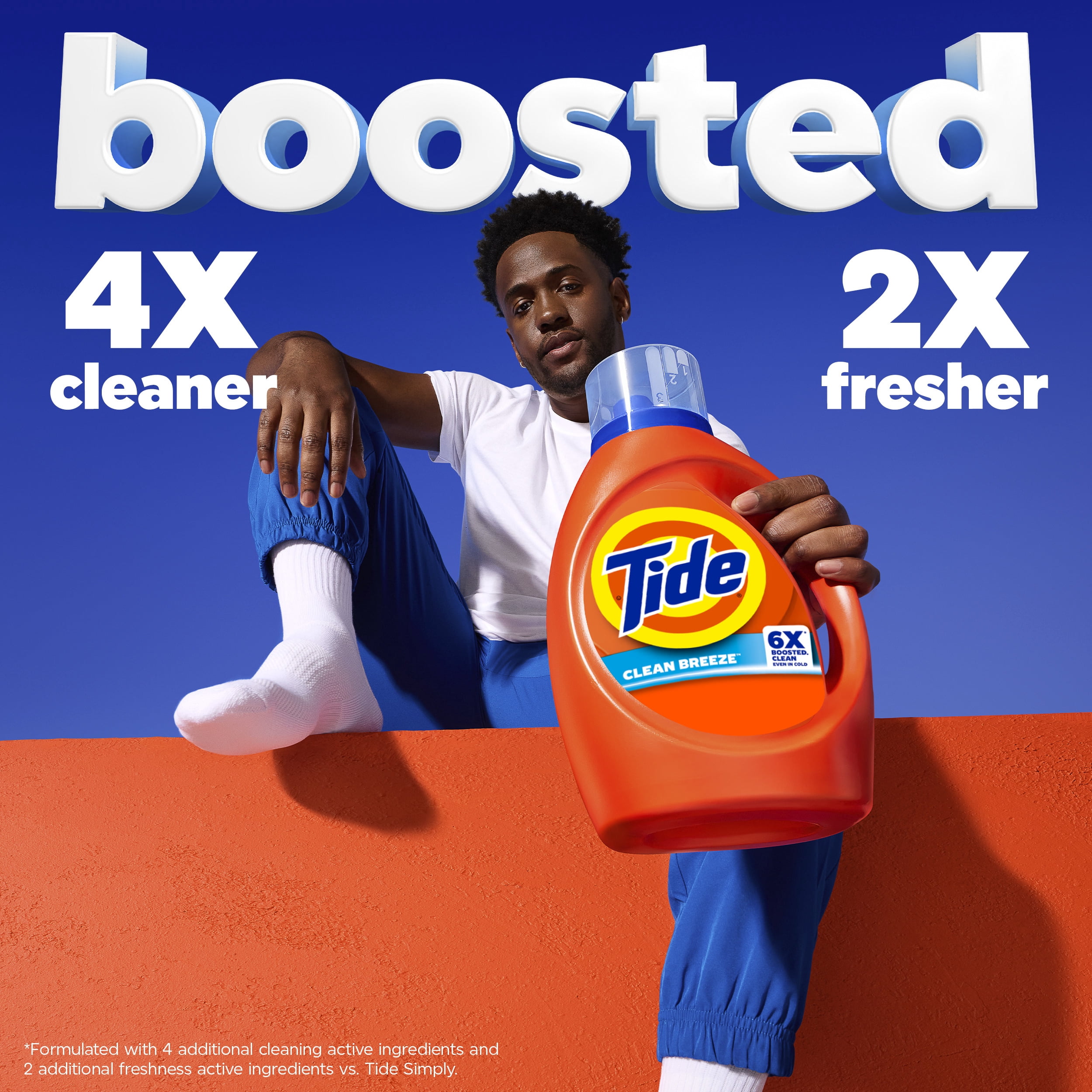Tide Laundry Detergent Liquid with 6X Boosted Cleaning Power, Clean Breeze Scent, 100 fl oz, 80 Loads