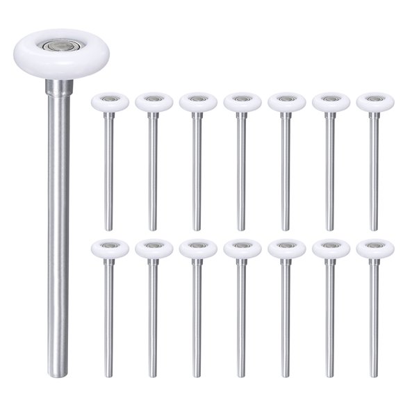 15 Pack 1.8" White Nylon Garage Door Rollers, 7" Long Stem, White