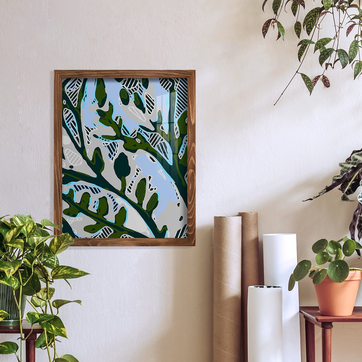 Abstract Tree Limbs II -Framed Print w/glass-Walnut