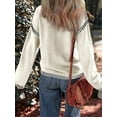 thumbnail image 3 of Sweaters for Women Solid Crewneck Loose Fit Long Sleeve Contrast Cable Knit Pullover Sweater Jumper Tops White XL, 3 of 7
