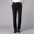 Elvqul Mens Black Dress Pants Work Slim Fit Flat Front Big and Tall