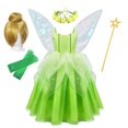 thumbnail image 3 of Disfraz de Disney Tinker Bell para niñas, disfraz de Hada Verde, vestido de princesa de fantasía, fiesta de cumpleaños, Halloween, Carnaval, ropa, 3 of 5