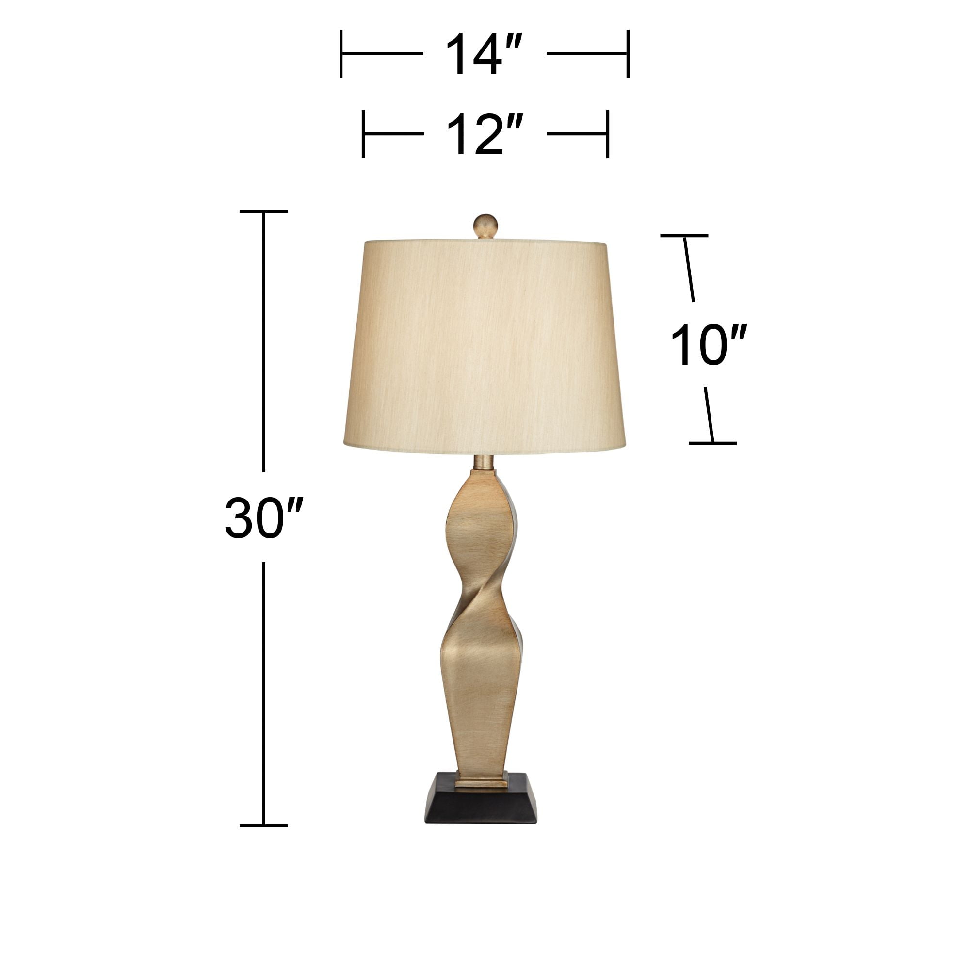Possini Euro Design Helen 30" Tall Twist Sculptural Large Modern End Table Lamp Gold Finish Single Living Room Bedroom Bedside