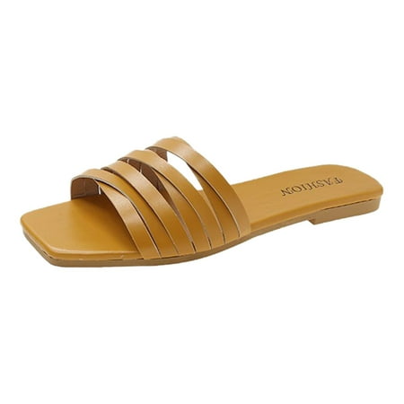 

uikmnh Women Slippers Womens Casual Shoes Breathable Indoor Flat Outdoor Leisure Slippers Yellow 6.5