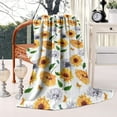 thumbnail image 2 of White Butterfly Sunflower Pattern Blanket,Comfortable Soft Lamb Wool Throw Blanket,All Season,Warm Lightweight Blankets for Sofa Bed Couch Living Room Chair,40"x50", 2 of 4