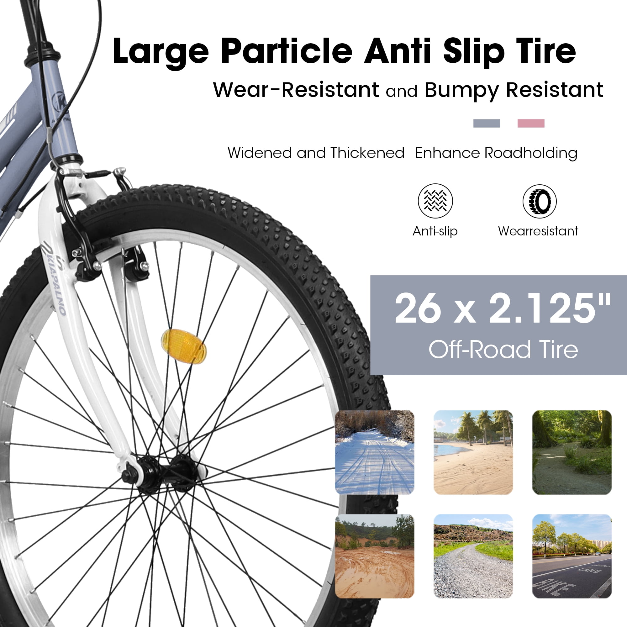 26 Inch Girls Mountain Bicycles, 21 Speed Bike for Womens Girls, Female Bicycles V-Brake Outdoor Cycling Snow Commuting City Bike to School Work