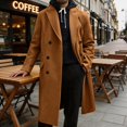 thumbnail image 2 of GrmtClth Men's Double Breasted Overcoat Notched Lapel Long Sleeve Mid‑Long Warm Winter Casual Business Trench Coat with Pockets, 2 of 9