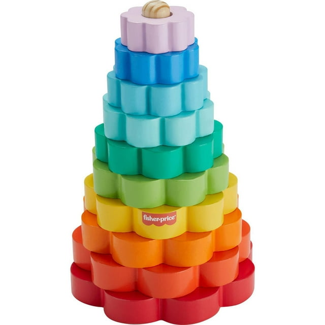 Fisher-Price Wooden Ring Stacker Toddler Fine Motor Toy, 10 Wood Pieces - Walmart Exclusive