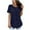 Dark Blue, variant on Women Tops Sawvnm Women Summer Solid Color Patchwork Lace Short Sleeve Casual Tunic Tops Blouse under $5.00 Black L