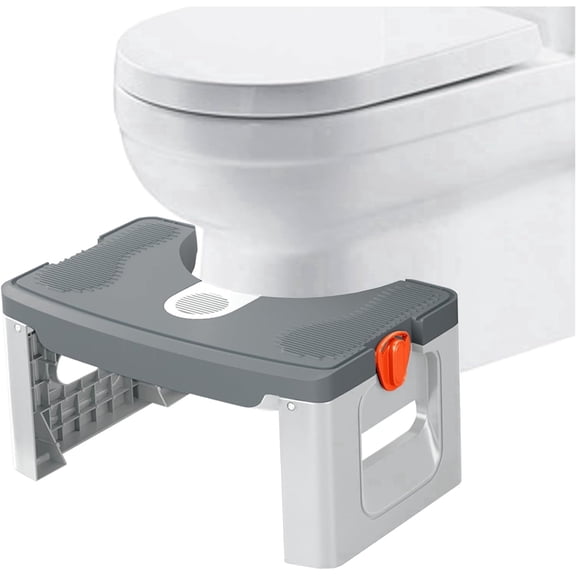 Step Stool Toilet Assistance for Adults, Ergonomic Bathroom Poop Stool for Squatting Posture, Portable Plastic Potty Stool for Adults Foldable Bathroom Leg Raiser Stand Feet - Anti-Slip Feet