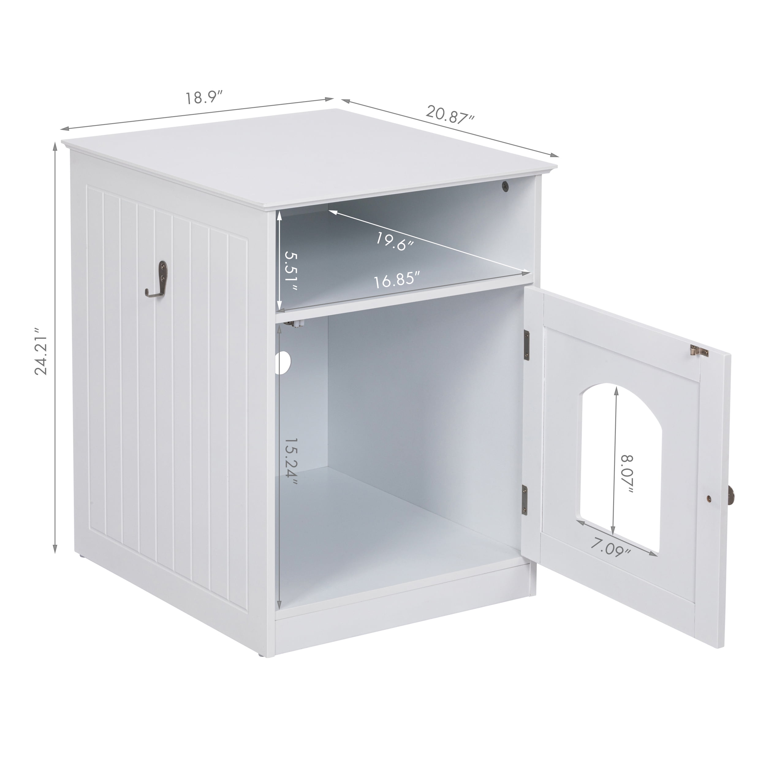 STAROUS Home Cat Litter Box Enclosure, Hidden Litter Box Furniture Cabinet Indoor Cat House Side Table(White)
