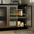 thumbnail image 7 of Homfa 55.1"W Modern Sideboard Buffet with Fluted Glass Doors, Accent Cabinet Console Table TV Stand, Black & Brown, 7 of 7