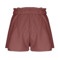 thumbnail image 5 of Lenpel Flowy Shorts for Women Summer Ruffle Elastic High Waisted Pleated Wide Leg Boho Casual Shorts Beach Vacation Clothes, 5 of 7