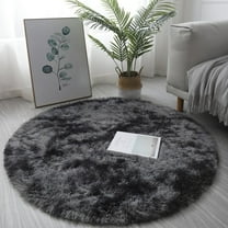RAINB Circle Round Shaggy Rug Living Room Bedroom Carpet Floor Fluffy Mat Anti-Skid (Dark Gray,60CM)