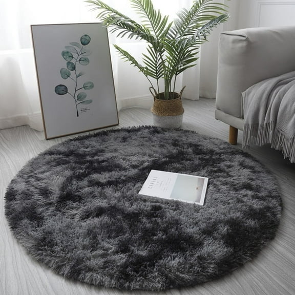 RAINB Circle Round Shaggy Rug Living Room Bedroom Carpet Floor Fluffy Mat Anti-Skid (Dark Gray,60CM)