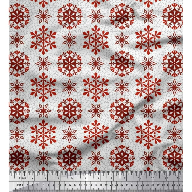 Soimoi Georgette Viscose Fabric Snow Flakes Floral Print Fabric by Yard 42 Inch Wide
