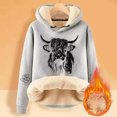 thumbnail image 2 of Womens Cozy Hoodies Thick Long Sleeve Highland Cattle Print Hooded Sweatshirt Fall Fashion Pullover Sweaters Winter Clothes, 2 of 4