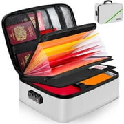 Document Organizer with Lock,16.1"x11.4"x4.3" Waterproof and Fireproof Document Box,Portable Home Travel Safe Storage Box for Important Documents,File and Birth Certificate,Silver