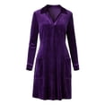 thumbnail image 6 of Fewfanhot Plus Size Dresses Velvet Button Down T Shirts Swing Mini Dress Casual Long Sleeves Lapel Tunic Tops, 6 of 8