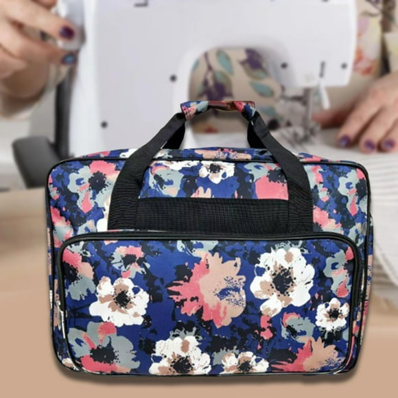 Estuche de transporte para máquina de coser, bolso de mano floral con múltiples bolsillos de almacenamiento, bolsa para máquina de coser para regalo