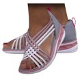 thumbnail image 3 of ZTTD Women's Fashion Casual Cross Strap Round Toe Sandals Elastic Band Slip On Shoes Pink, 3 of 4