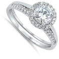thumbnail image 4 of Round Clear CZ Halo Wedding Ring ( Sizes 5 6 7 8 9 ) Set New .925 Sterling Silver Band Rings (Size 10), 4 of 4