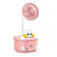 thumbnail image 1 of USB Ventilador recargable con respaldo del soporte de la pluma Descripción de la cama Descripción de viajes Dispositivo de refrigeración Estudiantes Accesorios de la mesita de noche Regalos Rosa Inevent HA060762-01, 1 of 7