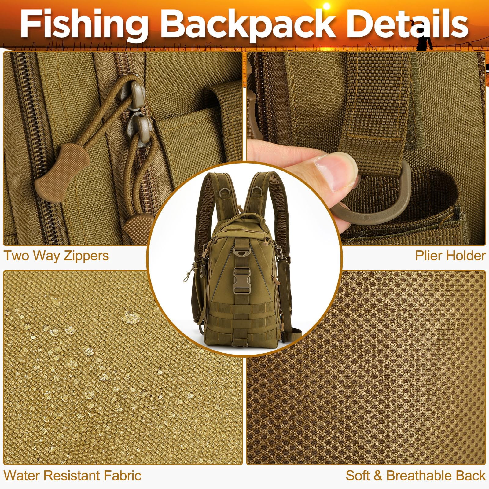 85 Fishing Backpack With Tackle Boxes  Sling Bag Rod Holder Fish Lures Kit And Pliers Set Easter Gift Basket For Men Women