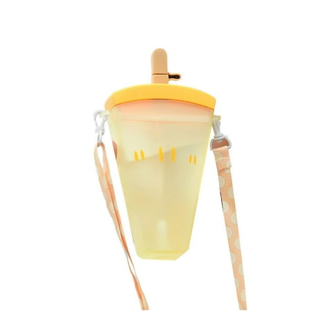 

Dido Plastic Water Bottle Cute Watermelon ice Cream Water Bottle with Straws Anti-Fall Portable Popsicle Cup Outdoor Sports