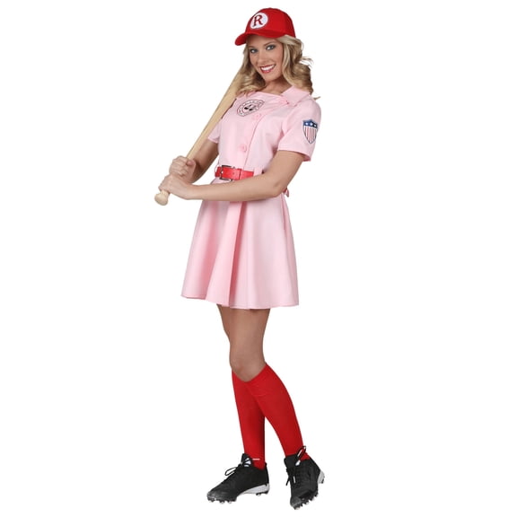 Women's A League of Their Own Costume | Dottie Baseball Costume with Embroidered Patches and Canvas Hat