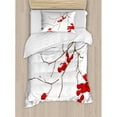 thumbnail image 3 of Rowan Duvet Cover Set Queen Size, Artistic Branch of Rowan Plant Covered with Snow Winter Season Christmas Tree, Decorative 3 Piece Bedding Set with 2 Pillow Shams, Red White Umber, by Ambesonne, 3 of 3
