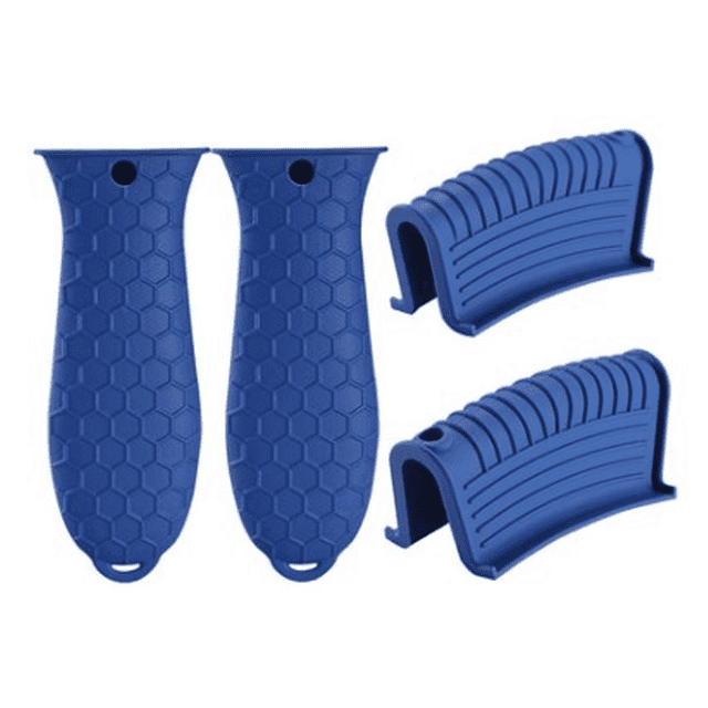 Soporte de mango caliente de silicona, funda de soporte de olla de silicona antideslizante, cubiertas de mango de hierro fundido, juego de soportes de mango auxiliar