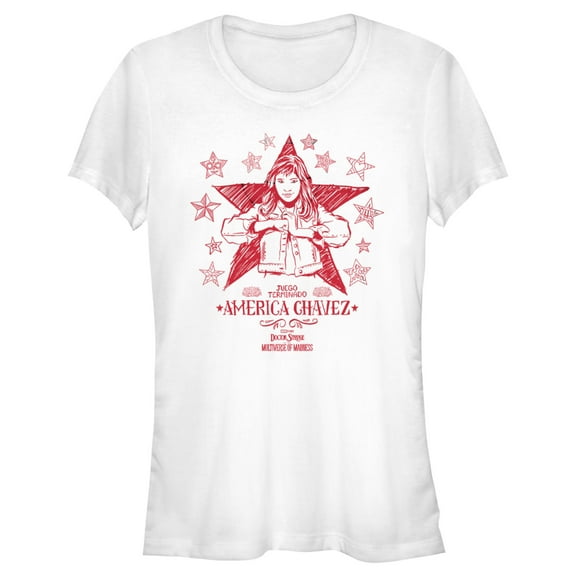 Junior's Marvel Doctor Strange in the Multiverse of Madness America Sketch Graphic Tee White Large