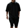 thumbnail image 2 of Vedolay Set For Men Casual Summer Mens Short Sets 2 Piece Casual Set Short Sleeve and Shorts Set for Men,Black XL, 2 of 3