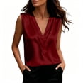 thumbnail image 5 of Posijego Silk Tank Tops for Women Dressy V Neck Blouses Tops Business Casual Office Sleeveless Satin Work Tank Shirts, 5 of 6